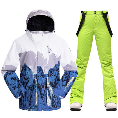 Naujas storas šiltas moteriškas slidinėjimo kostiumas lauko slidinėjimo apranga vėjui atsparus vandeniui atsparus snieglenčių kostiumas sniego kelnės Sportinė žieminė moteriška striukė