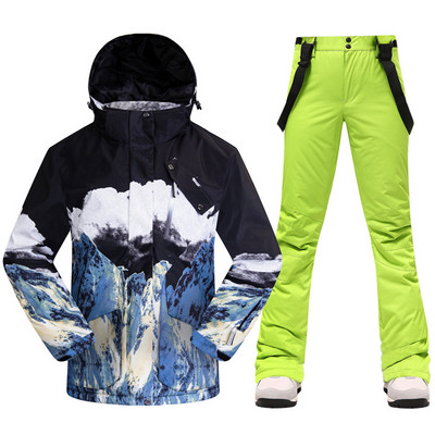 Naujas storas šiltas moteriškas slidinėjimo kostiumas lauko slidinėjimo apranga vėjui atsparus vandeniui atsparus snieglenčių kostiumas sniego kelnės Sportinė žieminė moteriška striukė