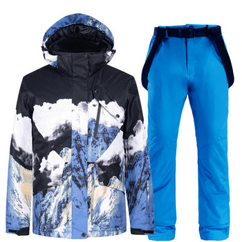Нови топли снежни планински дрехи Ски костюми за мъже, жени, двойки, ветроустойчив водоустойчив костюм за сноуборд, ски яке, гащеризон