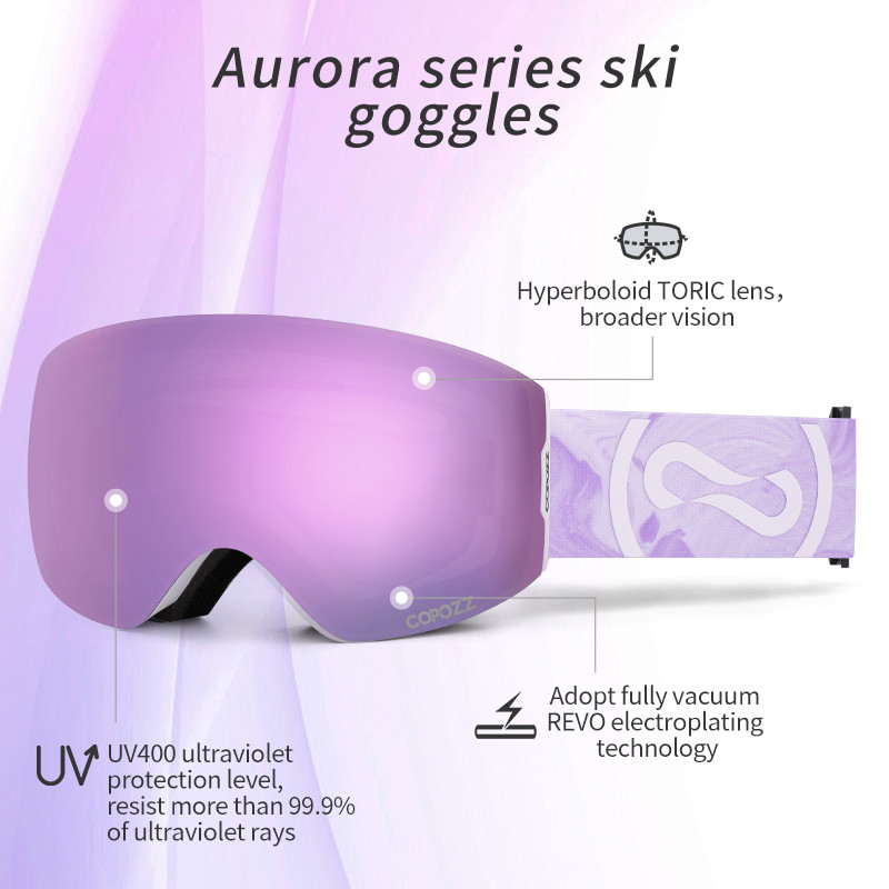 COPOZZ magnetiniai žiemos slidinėjimo akiniai UV400 apsauga nuo raso slidinėjimo akiniai vyriški moteriški skaidraus objektyvo dėklo rinkinys, snieglenčių akiniai