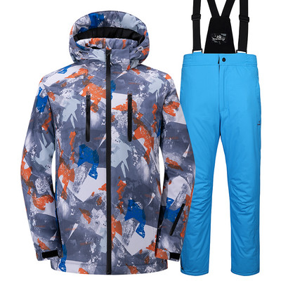 Unisex slidinėjimo apranga Vyriška Moteriška Storas Šiltas Slidinėjimo Kostiumas Neperpučiamas snieglenčių rinkinys Neperšlampamas slidinėjimo snieglenčių striukės kelnių komplektas