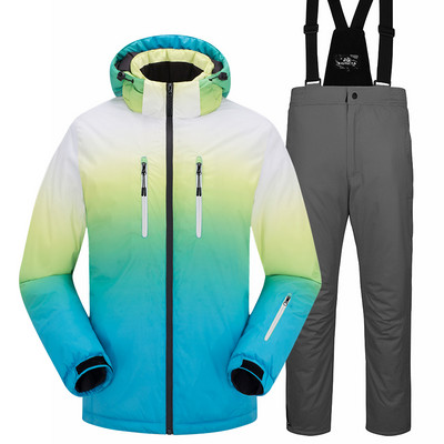 Unisex slidinėjimo apranga Vyriška Moteriška Storas Šiltas Slidinėjimo Kostiumas Neperpučiamas snieglenčių rinkinys Neperšlampamas slidinėjimo snieglenčių striukės kelnių komplektas