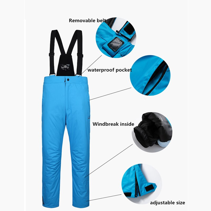 Unisex slidinėjimo apranga Vyriška Moteriška Storas Šiltas Slidinėjimo Kostiumas Neperpučiamas snieglenčių rinkinys Neperšlampamas slidinėjimo snieglenčių striukės kelnių komplektas