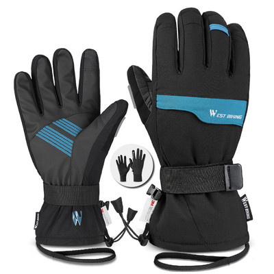 VAKARŲ DVIRAČIO Žiemos slidinėjimo pirštinės Snieglenčių pirštinės Sniego motociklo Pirštinės dviratininkams Neperšlampamos vėjui atsparios vandeniui atsparios sniegui Šiltos slidinėjimo pirštinės