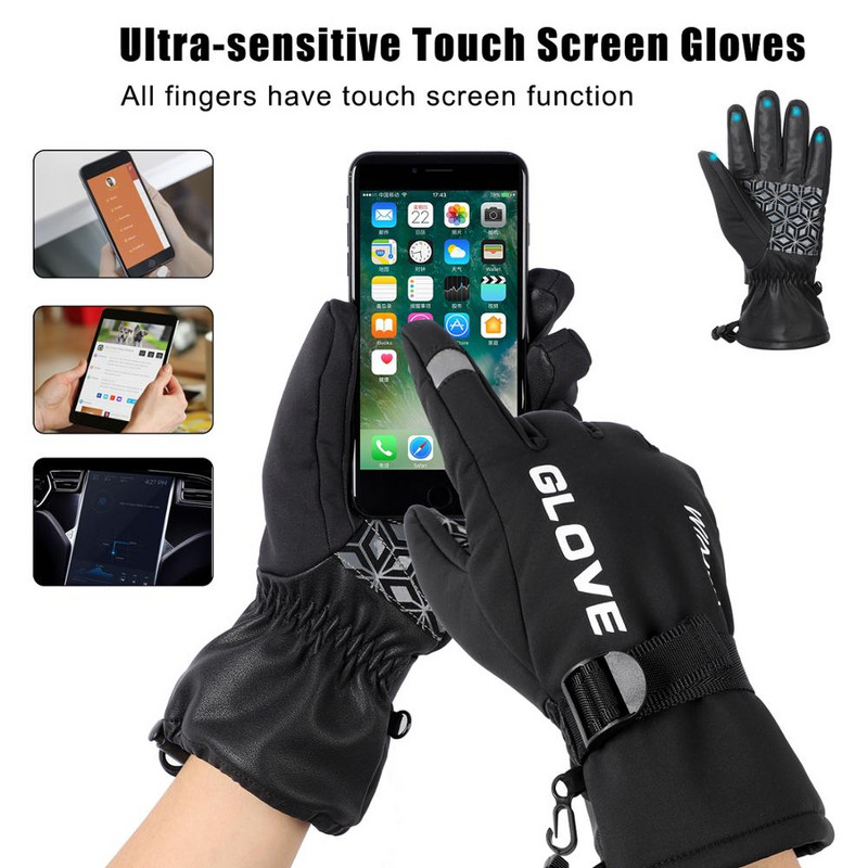 VAKARŲ DVIRAČIO Žiemos slidinėjimo pirštinės Snieglenčių pirštinės Sniego motociklo Pirštinės dviratininkams Neperšlampamos vėjui atsparios vandeniui atsparios sniegui Šiltos slidinėjimo pirštinės