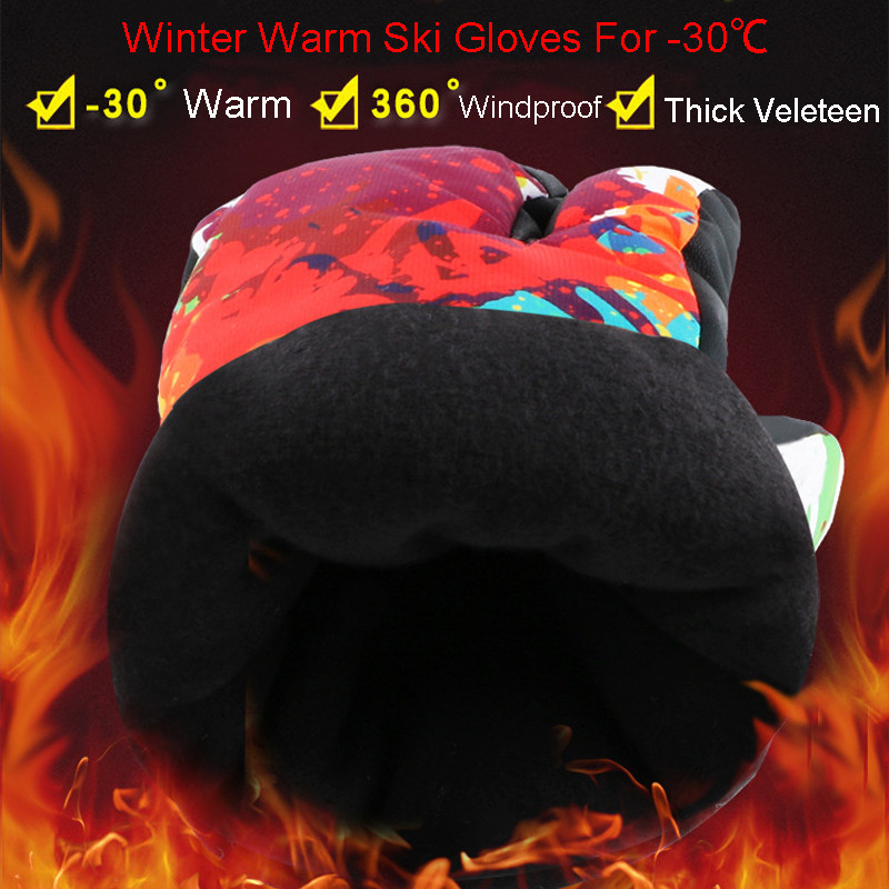 AS FISH Skijaške rukavice za snowboard s 3 prsta Vodootporne -30 Zimske toplinske otporne na vjetar Rukavice za skijanje na motornim sanjkama s otisnutim natpisom