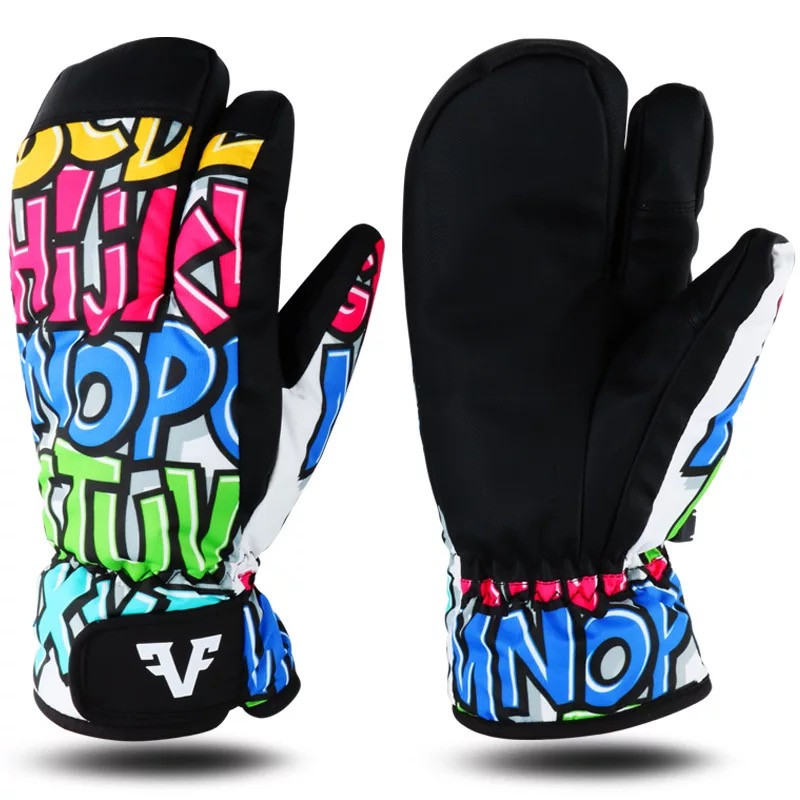 AS FISH Skijaške rukavice za snowboard s 3 prsta Vodootporne -30 Zimske toplinske otporne na vjetar Rukavice za skijanje na motornim sanjkama s otisnutim natpisom