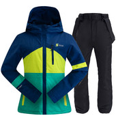 Costum de schi pentru femei, iarnă, în aer liber, cald, rezistent la vânt, impermeabil, pentru schi, pentru snowboard, jachetă de schi respirabilă pentru femei, pantaloni de schi, costum pentru zăpadă