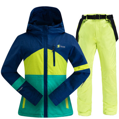 Costum de schi pentru femei, iarnă, în aer liber, cald, rezistent la vânt, impermeabil, pentru schi, pentru snowboard, jachetă de schi respirabilă pentru femei, pantaloni de schi, costum pentru zăpadă