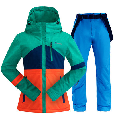 Costum de schi pentru femei, iarnă, în aer liber, cald, rezistent la vânt, impermeabil, pentru schi, pentru snowboard, jachetă de schi respirabilă pentru femei, pantaloni de schi, costum pentru zăpadă