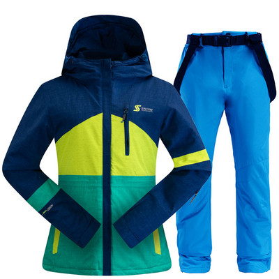 Costum de schi pentru femei, iarnă, în aer liber, cald, rezistent la vânt, impermeabil, pentru schi, pentru snowboard, jachetă de schi respirabilă pentru femei, pantaloni de schi, costum pentru zăpadă