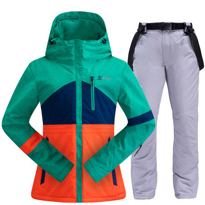Costum de schi pentru femei, iarnă, în aer liber, cald, rezistent la vânt, impermeabil, pentru schi, pentru snowboard, jachetă de schi respirabilă pentru femei, pantaloni de schi, costum pentru zăpadă