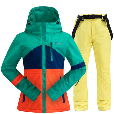 Costum de schi pentru femei, iarnă, în aer liber, cald, rezistent la vânt, impermeabil, pentru schi, pentru snowboard, jachetă de schi respirabilă pentru femei, pantaloni de schi, costum pentru zăpadă