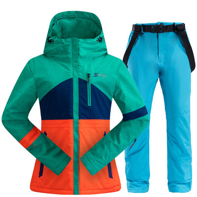 Costum de schi pentru femei, iarnă, în aer liber, cald, rezistent la vânt, impermeabil, pentru schi, pentru snowboard, jachetă de schi respirabilă pentru femei, pantaloni de schi, costum pentru zăpadă