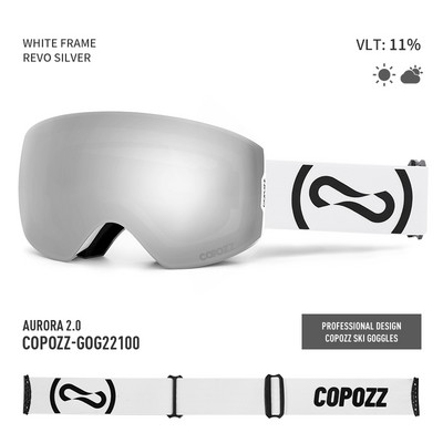 COPOZZ magnetiniai profesionalūs slidinėjimo akiniai UV400 apsauga nuo rasojimo slidinėjimo akiniai vyrams moterims, greitai keičiami lęšiai, snieglenčių akiniai