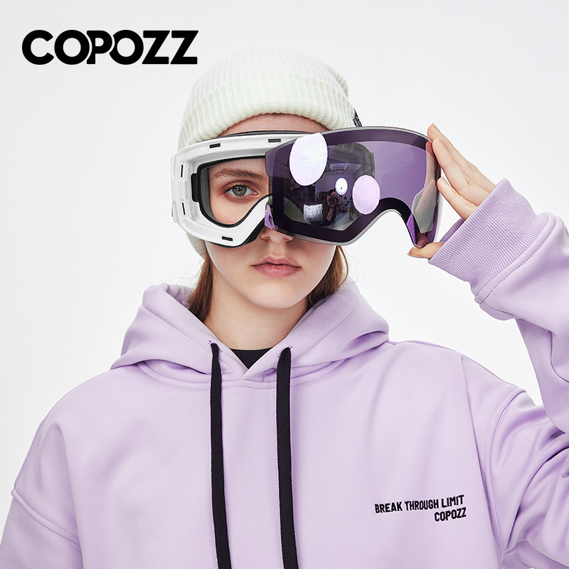 COPOZZ magnetiniai profesionalūs slidinėjimo akiniai UV400 apsauga nuo rasojimo slidinėjimo akiniai vyrams moterims, greitai keičiami lęšiai, snieglenčių akiniai