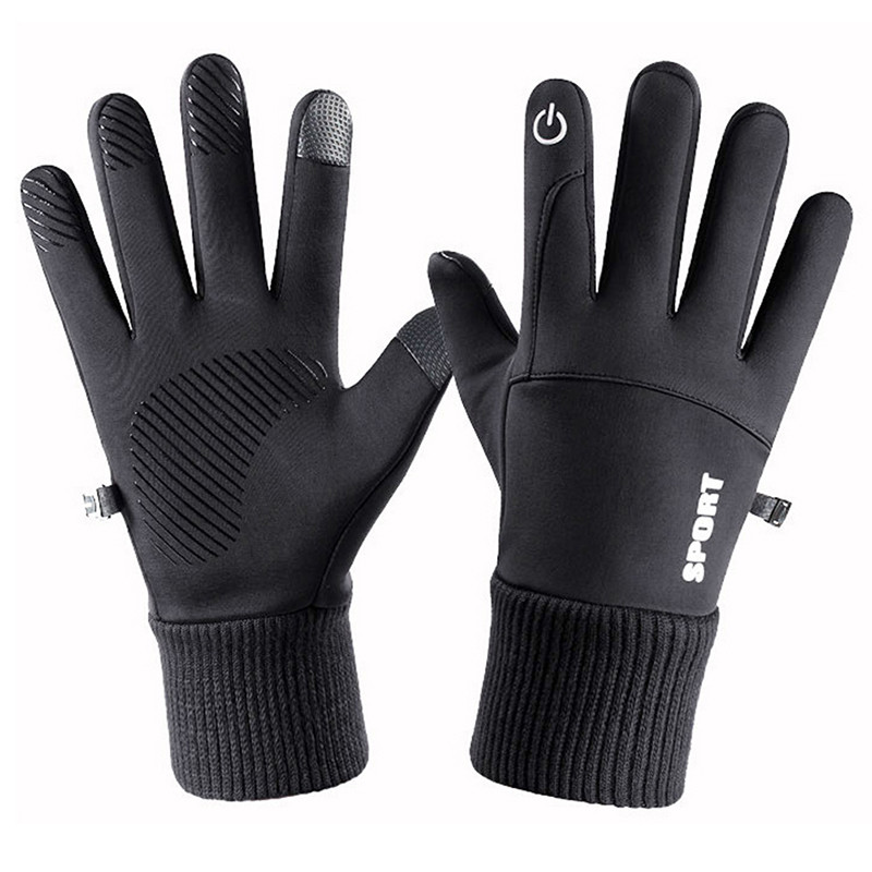 Muške zimske vodootporne biciklističke rukavice Sportovi na otvorenom Trčanje Motocikl Skijanje Zaslon osjetljiv na dodir Rukavice od flisa Neklizajuće Tople pune prste