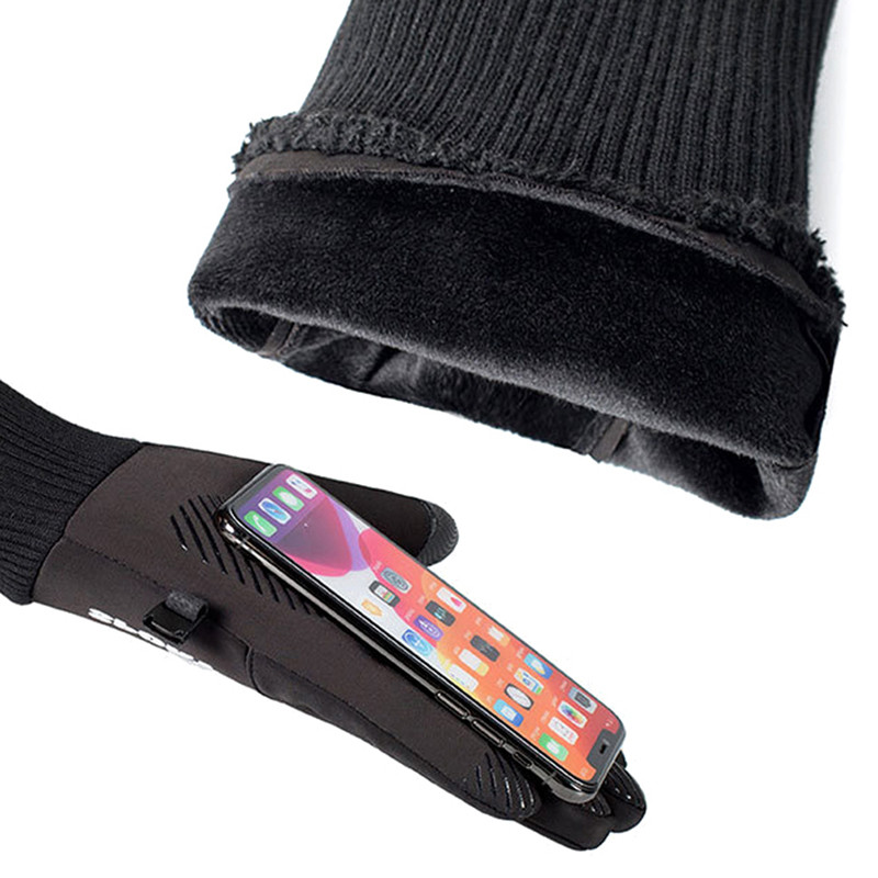 Muške zimske vodootporne biciklističke rukavice Sportovi na otvorenom Trčanje Motocikl Skijanje Zaslon osjetljiv na dodir Rukavice od flisa Neklizajuće Tople pune prste