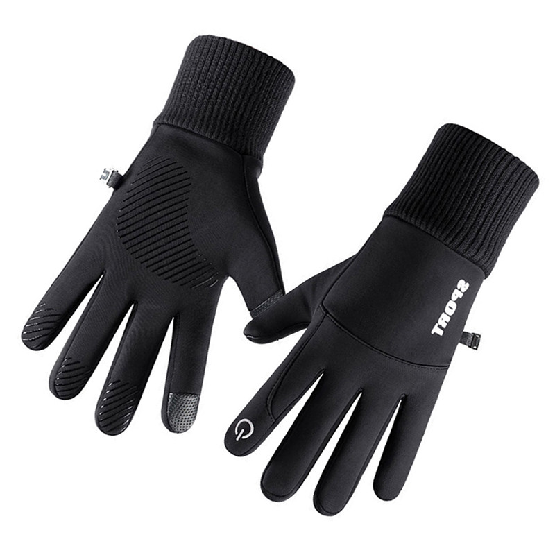 Muške zimske vodootporne biciklističke rukavice Sportovi na otvorenom Trčanje Motocikl Skijanje Zaslon osjetljiv na dodir Rukavice od flisa Neklizajuće Tople pune prste