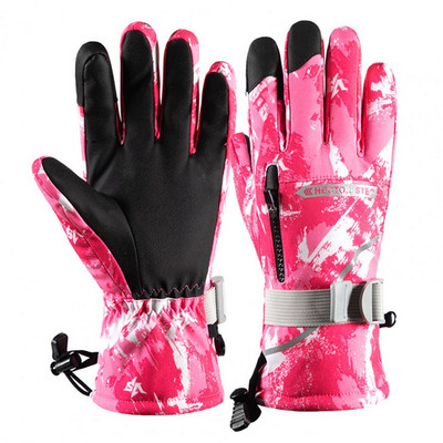 1 poros dydis M-XL žiemos šiltos snieglenčių slidinėjimo pirštinės vyrams moterims, vaikams, sniego pirštinės, vandeniui atsparios slidinėjimo kvėpuojančios pirštinės