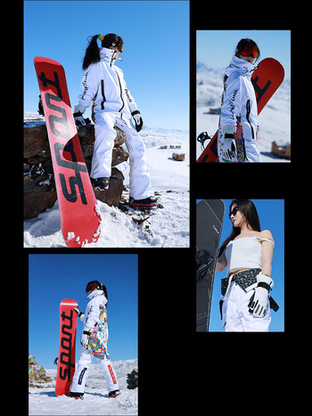 Στολή χιονιού Χειμερινή φόρμα για σκι υπερμεγέθη ανδρική γυναικεία ζεστή αντιανεμική αδιάβροχη μπουφάν σκι Αποσπώμενο παντελόνι σκι Σετ Snowboarding για σκι