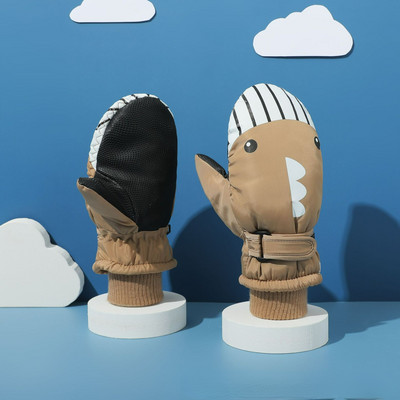 -30° Animacinio filmo banginio vaikų slidinėjimo pirštinės Mielos storos šiltos berniuko, neperšlampamos, motociklo pirštinės nuo 7-12 metų