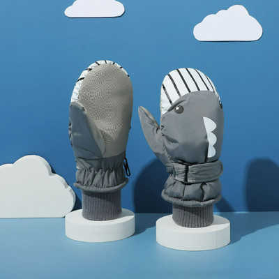 -30° Animacinio filmo banginio vaikų slidinėjimo pirštinės Mielos storos šiltos berniuko, neperšlampamos, motociklo pirštinės nuo 7-12 metų