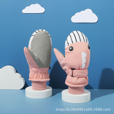 -30° Animacinio filmo banginio vaikų slidinėjimo pirštinės Mielos storos šiltos berniuko, neperšlampamos, motociklo pirštinės nuo 7-12 metų