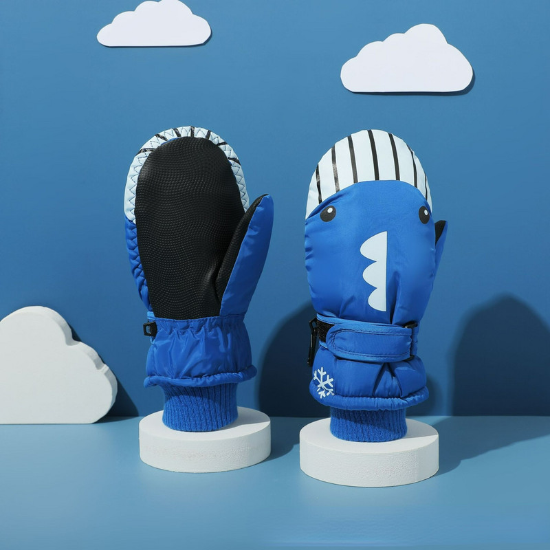 -30° Animacinio filmo banginio vaikų slidinėjimo pirštinės Mielos storos šiltos berniuko, neperšlampamos, motociklo pirštinės nuo 7-12 metų