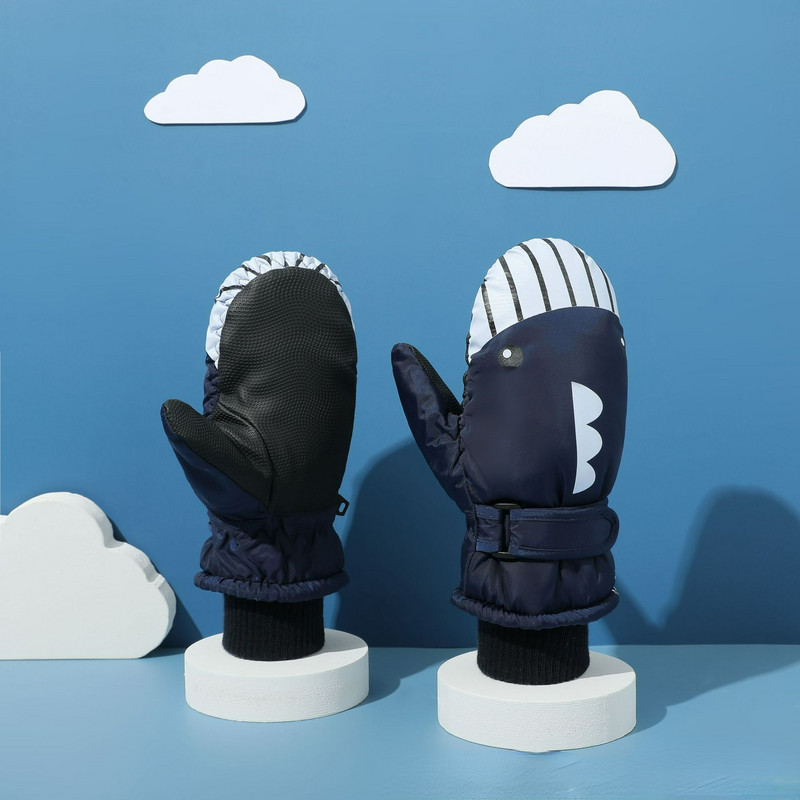 -30° Animacinio filmo banginio vaikų slidinėjimo pirštinės Mielos storos šiltos berniuko, neperšlampamos, motociklo pirštinės nuo 7-12 metų