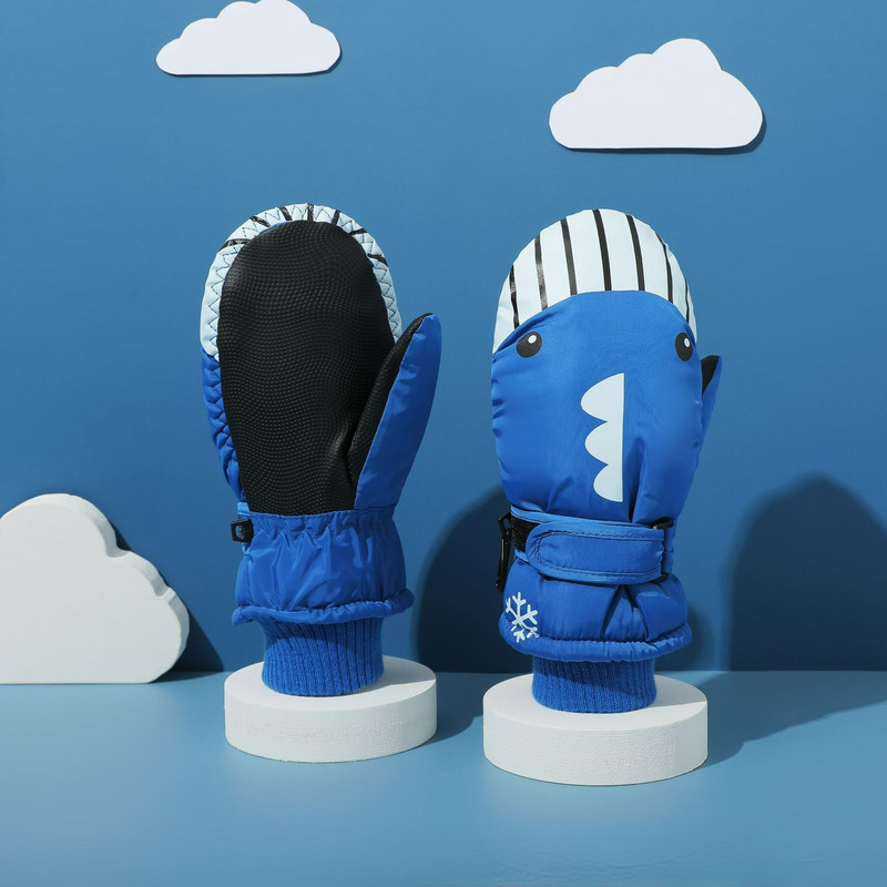 -30° Animacinio filmo banginio vaikų slidinėjimo pirštinės Mielos storos šiltos berniuko, neperšlampamos, motociklo pirštinės nuo 7-12 metų