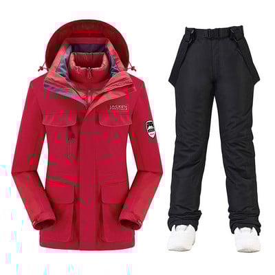 Skijaško odijelo Odijela za daskanje na snijegu Novo žensko, otporno na vjetar, vodootporno, tople deblje snježne hlače i jakna, skijaški komplet, zimski skijaški
