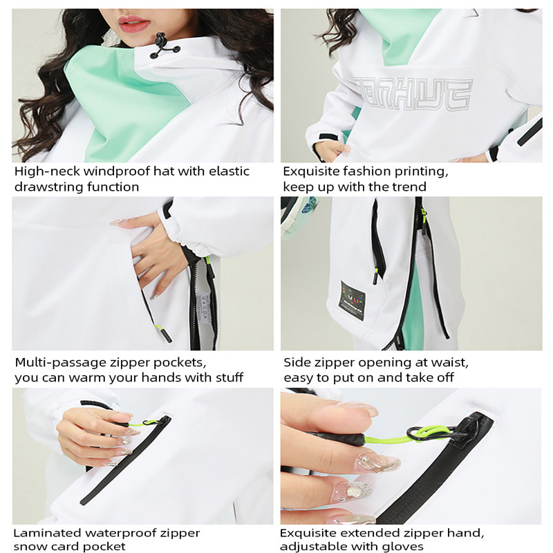 Moteriškas slidinėjimo kostiumas lauko sportui snieglenčių storinimas, vėjui atsparus vandeniui atsparus sniego kelnės, slidinėjimo rinkinys žieminiai drabužiai storinantys šilti vyriški