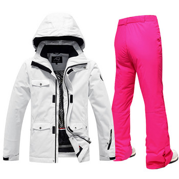 -30 градуса Ски костюм Дамски зимни женски якета и панталони Топли водоустойчиви дамски якета Открит сноуборд Ски Къмпинг Марка