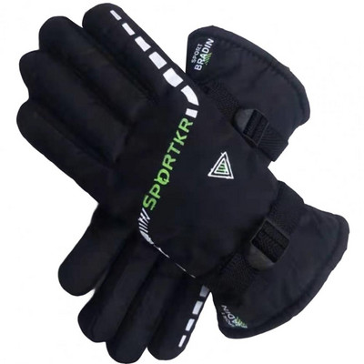 1 pár levélnyomat teljes ujjal vastagított polár bélés állítható csatos férfi kesztyű tél szélálló csúszásmentes sport kerékpározás Gl