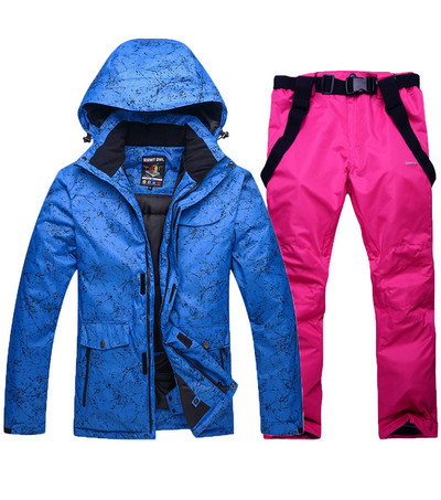 Naujas terminis žiemos slidinėjimo kostiumas vyrams nuo vėjo nepraleidžiantis slidinėjimo pūkinės striukės ir seilinukų kelnių komplektas vyriškas sniego kostiumas, snieglenčių kostiumas