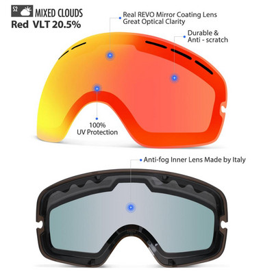 COPOZZ dječje zamjenske leće samo male veličine Dvostruke UV400 protiv magljenja skijaške naočale za djevojčice i dječake za snowboard naočale GOG-243