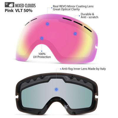 COPOZZ dječje zamjenske leće samo male veličine Dvostruke UV400 protiv magljenja skijaške naočale za djevojčice i dječake za snowboard naočale GOG-243