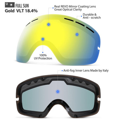 COPOZZ dječje zamjenske leće samo male veličine Dvostruke UV400 protiv magljenja skijaške naočale za djevojčice i dječake za snowboard naočale GOG-243