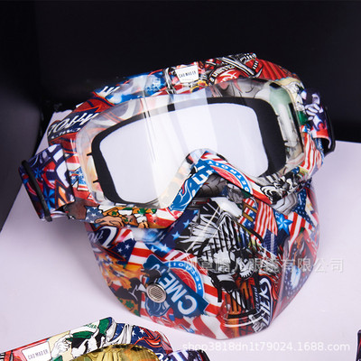 Vyrai Moterys Slidinėjimo snieglenčių kaukė Sniego motociklai Slidinėjimo akiniai nuo vėjo Motocross Apsauginiai akiniai Apsauginiai akiniai su burnos filtru