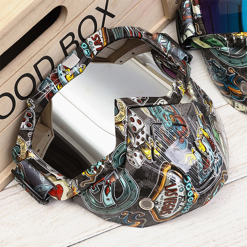 Vyrai Moterys Slidinėjimo snieglenčių kaukė Sniego motociklai Slidinėjimo akiniai nuo vėjo Motocross Apsauginiai akiniai Apsauginiai akiniai su burnos filtru