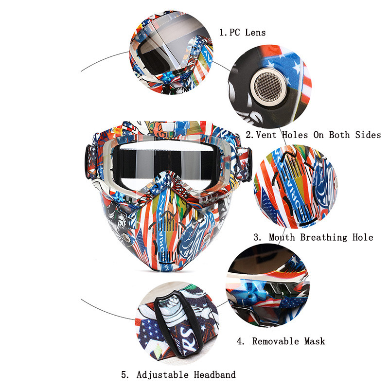 Vyrai Moterys Slidinėjimo snieglenčių kaukė Sniego motociklai Slidinėjimo akiniai nuo vėjo Motocross Apsauginiai akiniai Apsauginiai akiniai su burnos filtru