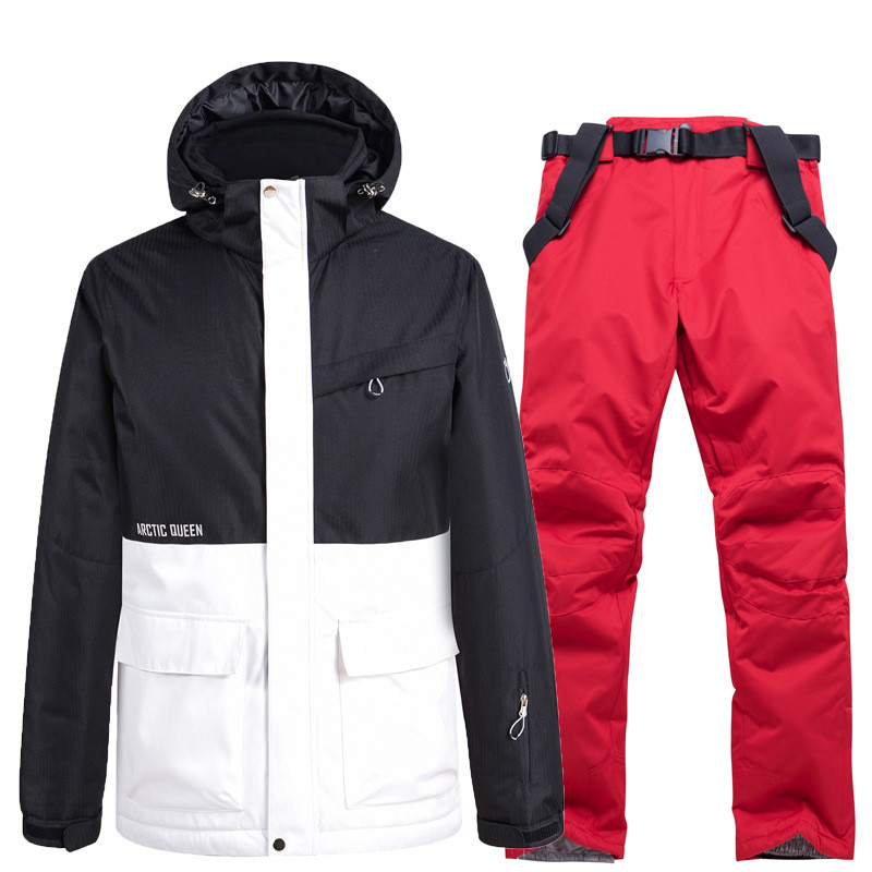 Noile costume de snowboard pentru bărbați și femei, cupluri rezistente la vânt, impermeabile și îngroșate la căldură, costum coreean cu pantaloni de schi