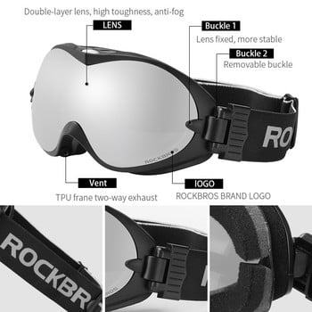 ROCKBROS Anti-Fog Ski Goggles Double Layers Skiing Glasses UV400 Snowboard Goggles PC Lens Big Mask Ski Men\'s Women\'s Glasses Kids