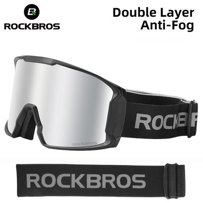 ROCKBROS Anti-Fog slidinėjimo akiniai Dviejų sluoksnių slidinėjimo akiniai UV400 snieglenčių akiniai PC objektyvas Didelė kaukė slidinėjimo vyrams Moteriški akiniai vaikams
