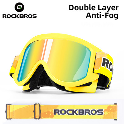 ROCKBROS Anti-Fog slidinėjimo akiniai Dviejų sluoksnių slidinėjimo akiniai UV400 snieglenčių akiniai PC objektyvas Didelė kaukė slidinėjimo vyrams Moteriški akiniai vaikams