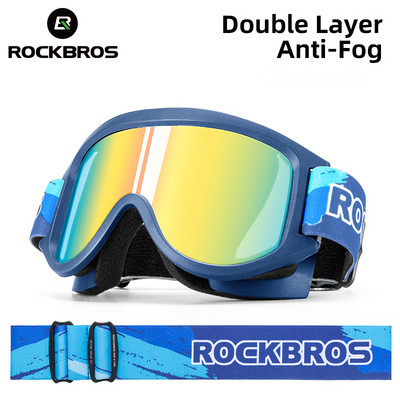 ROCKBROS Anti-Fog slidinėjimo akiniai Dviejų sluoksnių slidinėjimo akiniai UV400 snieglenčių akiniai PC objektyvas Didelė kaukė slidinėjimo vyrams Moteriški akiniai vaikams