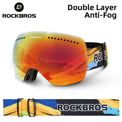 ROCKBROS Anti-Fog slidinėjimo akiniai Dviejų sluoksnių slidinėjimo akiniai UV400 snieglenčių akiniai PC objektyvas Didelė kaukė slidinėjimo vyrams Moteriški akiniai vaikams