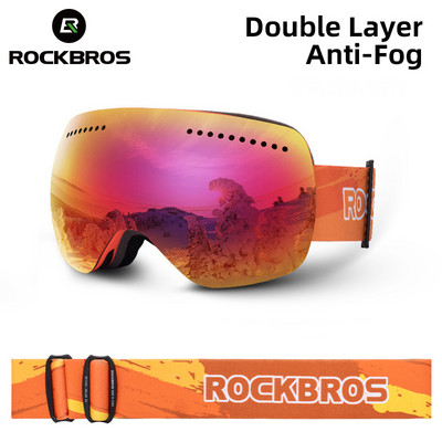 ROCKBROS Anti-Fog slidinėjimo akiniai Dviejų sluoksnių slidinėjimo akiniai UV400 snieglenčių akiniai PC objektyvas Didelė kaukė slidinėjimo vyrams Moteriški akiniai vaikams