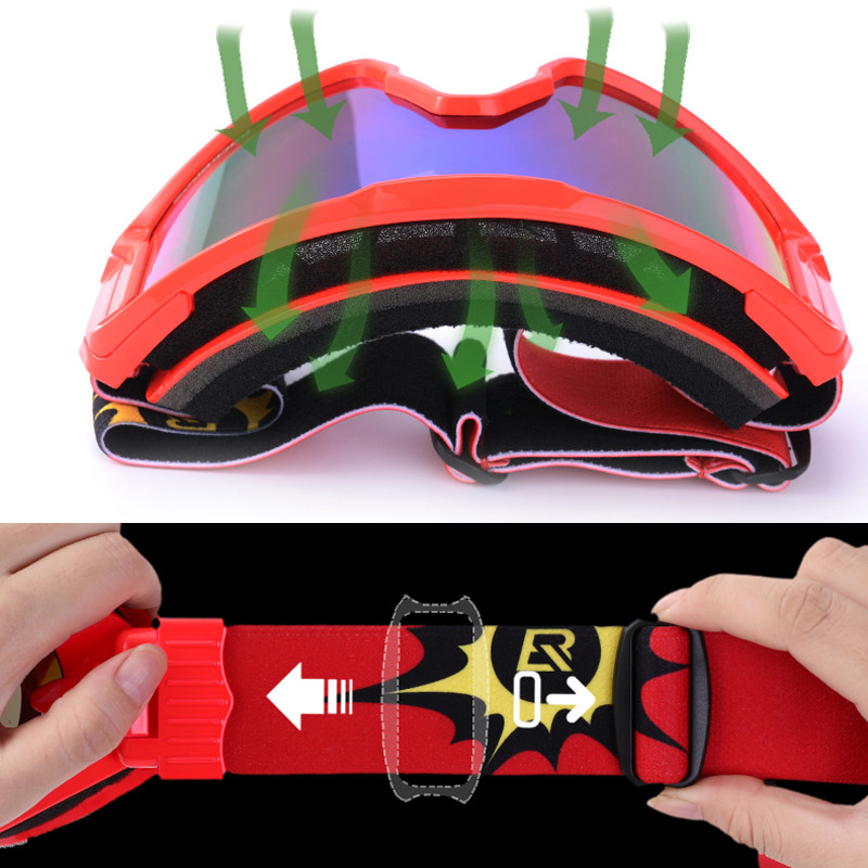 ROCKBROS Anti-Fog slidinėjimo akiniai Dviejų sluoksnių slidinėjimo akiniai UV400 snieglenčių akiniai PC objektyvas Didelė kaukė slidinėjimo vyrams Moteriški akiniai vaikams